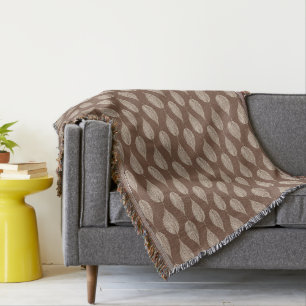 Beech Leaf Chalk Print, Taupe Tan en Cream Deken