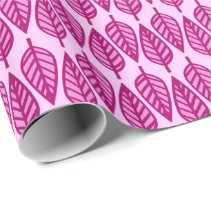 Beech leaf-patroon - Bourgogne wijn en roze Cadeaupapier