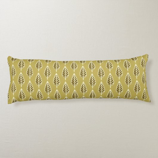 Beech leaf-patroon - Camel tan en bruin Lichaamskussen (Achterkant)