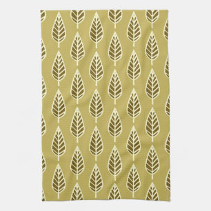 Beech leaf-patroon - Camel tan en bruin Theedoek