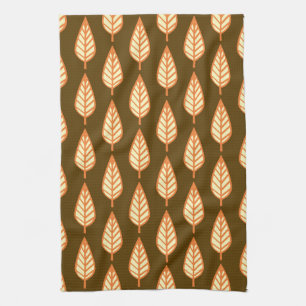 Beech leaf-patroon - Oranje en bruin Theedoek