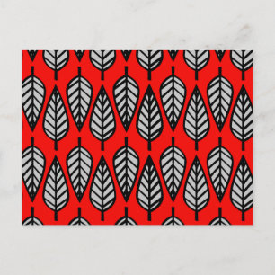 Beech leaf-patroon - rood, zwart en grijs / grijs briefkaart