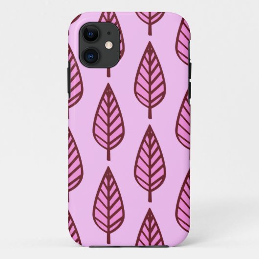 Beech leaf-patroon - roze en bordeaux Case-Mate iPhone case (Achterkant)
