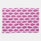 Beech leaf-patroon - roze en Bourgogne Theedoek (Horizontaal)