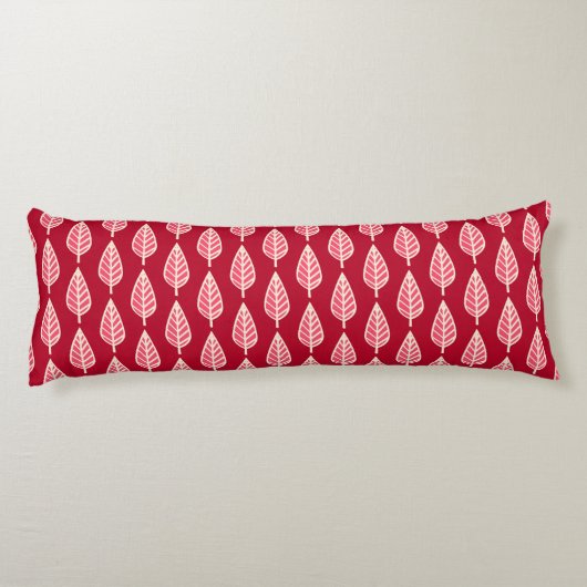 Beech leaf-patroon - Ruby red en crème Lichaamskussen (Achterkant)
