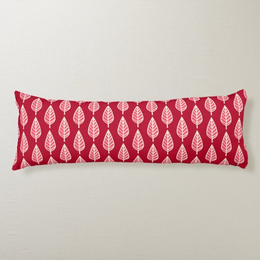 Beech leaf-patroon - Ruby red en crème Lichaamskussen (Voorkant)
