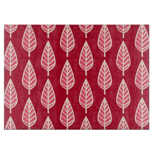 Beech leaf-patroon - Ruby red en crème Snijplank (Voorkant)