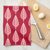 Beech leaf-patroon - Ruby red en crème Theedoek (Quarter Fold)