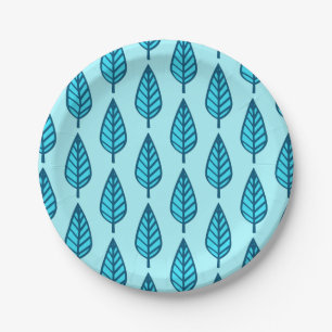 Beech leaf-patroon - Shades of sky blue Papieren Bordje