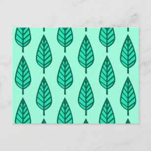 Beech leaf-patroon - Turquoise en aqua Briefkaart