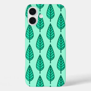 Beech leaf-patroon - Turquoise en aqua iPhone 16 Plus Hoesje