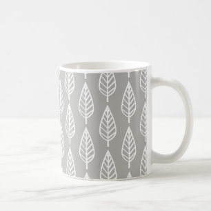 Beech leaf-patroon - zilvergrijs/grijs/wit koffiemok