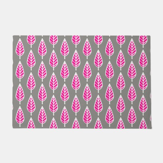 Beech Leaf Pattern, Fuchsia Pink en Silver Grey Deurmat (Voorkant)