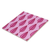 Beech Leaf Pattern, Pink and Burgundy Ceramic Til Tegeltje (Zijkant)