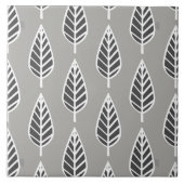 Beech Leaf Pattern, Silver Grey, Graphite & White Tegeltje (Voorkant)