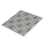 Beech Leaf Pattern, Silver Grey, Graphite & White Tegeltje (Zijkant)