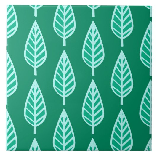 Beech Leaf Pattern, Turquoise en Aqua Tegeltje (Voorkant)