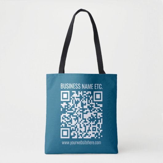 Beeditbare Ocean Blue QR-code Draagtas (Voorkant)