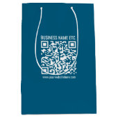 Beeditbare Ocean Blue QR-code Medium Cadeauzakje (Voorkant)