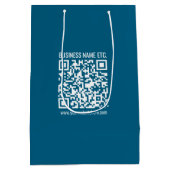 Beeditbare Ocean Blue QR-code Medium Cadeauzakje (Achterkant)