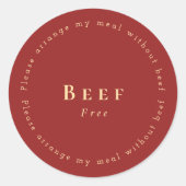 Beef-Free Request Sticker, Dark red Ronde Sticker (Voorkant)