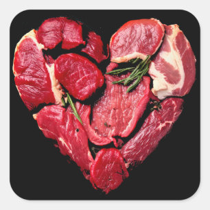 Beef Heart Meat Lovers Raw BBQ Vierkante Sticker