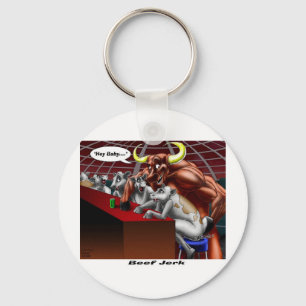 Beef Jerky Origins Funny Koe & Bull Cartoon Gifts Sleutelhanger
