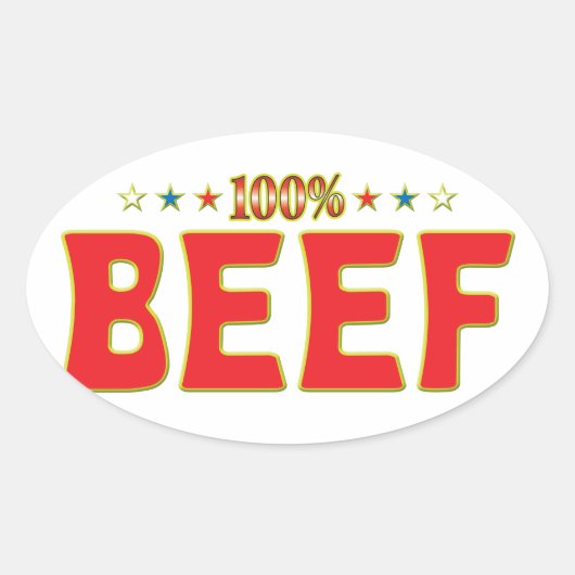 Beef Star-Label Ovale Sticker (Voorkant)