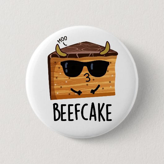 Beefcake Funny Cake Pun Ronde Button 5,7 Cm (Voorkant)