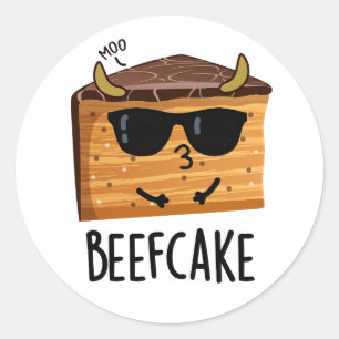 Beefcake Funny Cake Pun Ronde Sticker