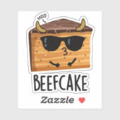 Beefcake Funny Cake Pun Sticker (Vel)