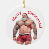 Beefy Santa Ornament - Ho! Ho! Ho! (Achterkant)