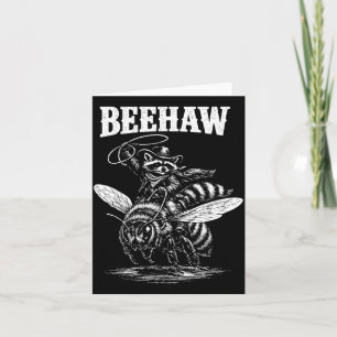 Beehaw Grappige Cowboy Wasbeer Ridding Bij Western Kaart