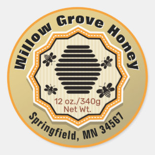 Beehive Bees Honey Jar Étiquettes alimentaires