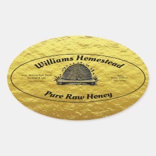 Beehive Honey Faux Gold Jar Étiquette   Miel
