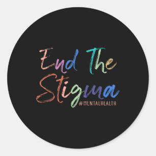 Beëindig het stigma dat mentale gezondheid is posi ronde sticker