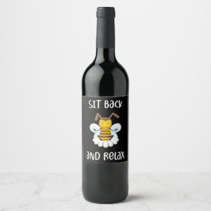 Beekeeper Gift   Bee Yoga Sit Back And Relax Wijn Etiket