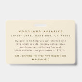 BEEKEEPER ID Badge with Rose Flower and Bees (Achterkant)