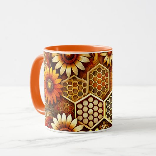Beekeeper Mug | Design de peigne et de tournesol (Devant gauche)