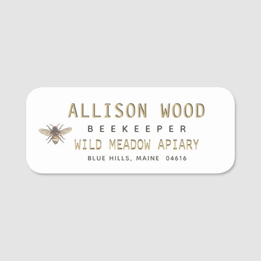 BEEKEEPER NAME TAG MET Honeybee (Voorkant)