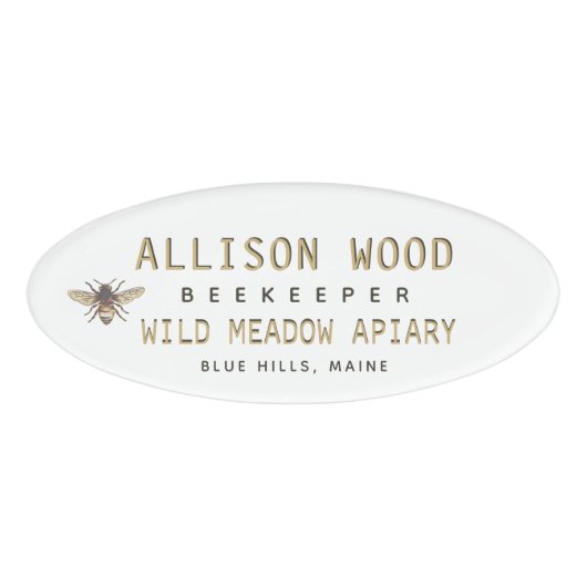 BEEKEEPER NAME TAG MET Honeybee (Voorkant)