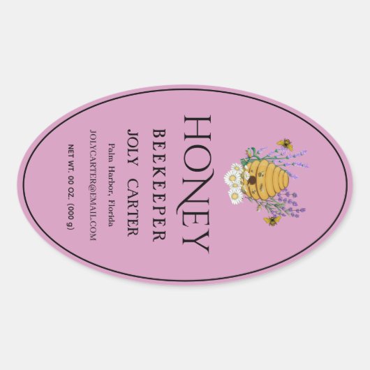 Beekeeping Honey Labels | Honeybee & Honeycomb Des (Voorkant)