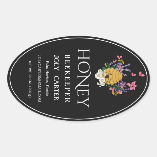 Beekeeping Honey Labels | Honeybee & Honeycomb Des (Voorkant)