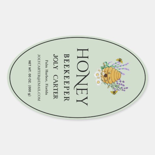 Beekeeping Honey Labels | Honeybee & Honeycomb Des (Voorkant)