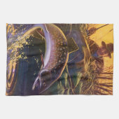 beekforel vis visser, sport Gevist Theedoek (Horizontaal)