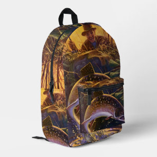 Beekforel Visser, Vintage Sportvisserij Bedrukte Rugzak