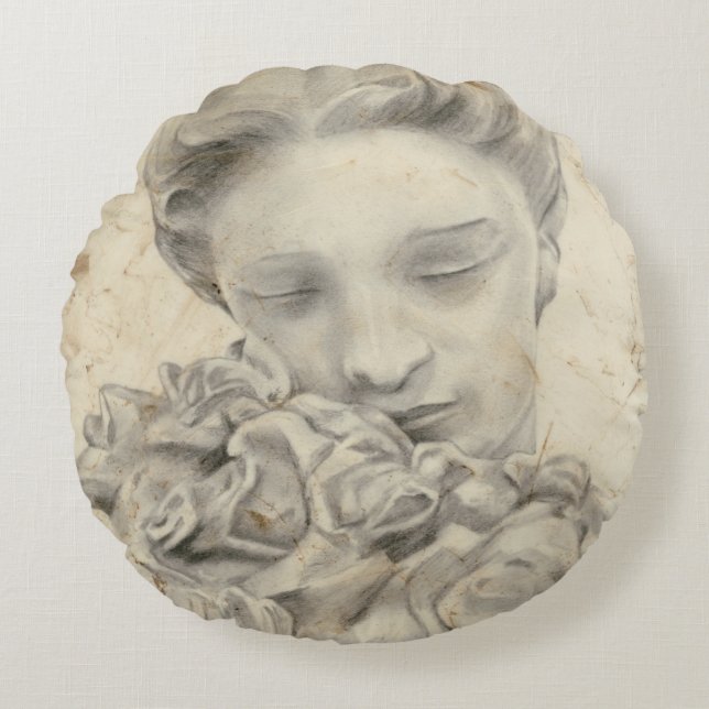 beeld in de tuin I Rond Kussen (Voorkant)