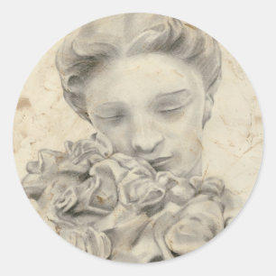 beeld in de tuin I Ronde Sticker