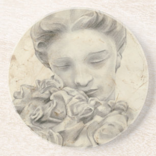 beeld in de tuin I Zandsteen Onderzetter