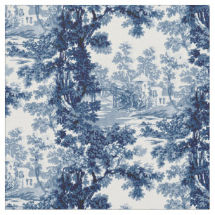 beeld in het landschap Toile-Blue en White Stof
